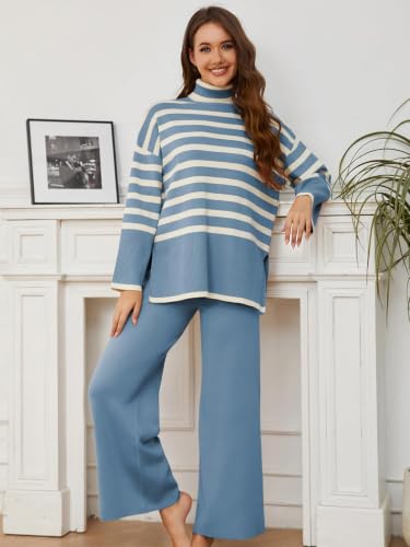 Image of TYSORT Women's Winter Woolen Turtleneck Sweater with Pajama | Warm Winter Wear Cord Set | Woolen Tracksuit Loungewear Set