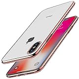 TOZO for iPhone X Case, Ultra Thin Hard Cover World's Thinnest Protect Bumper Slim Fit Shell for iPhone 10 / X [ transparent ] Lightweight [Rose Gold Plating Edge]
