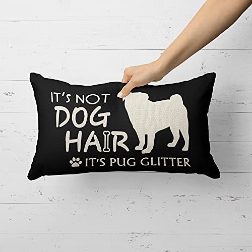 It's Not Dog Hair It's Pug Glitter Throw Pillow Case, 12 X 20 Inch, Dog Lover Gifts, Pug Mom Dad Gifts, Funny Pug Decor, Gifts Pug Lover, Pug Owner, Funny Linen Cushion Cover For Sofa Couch Bed Decor #TOP2