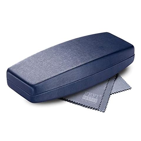 FEFI Duże twarde etui na okulary o wyglądzie jedwabiu - rozmiar L, niebieski (nachtblau), XL