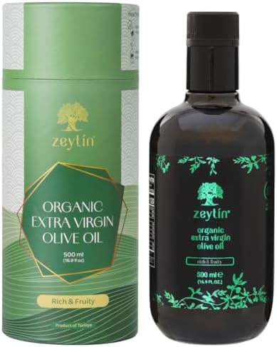 Zeytin Olive Oil Extra Virgin - GOLD MEDAL & Early Harvest - Fresh 2024 Harvest, Bottled in May 2024 - New Luxury Packaging - Vegan, Keto & Cold Pressed - Rich & Fruity (16.9fl oz - 1 Pack)