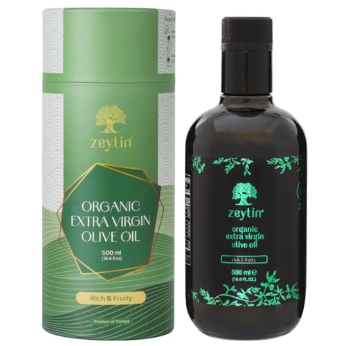 Zeytin Olive Oil Extra Virgin - GOLD MEDAL & Early Harvest - Fresh 2024 Harvest, Bottled in May 2024 - New Luxury Packaging - Vegan, Keto & Cold Pressed - Rich & Fruity (16.9fl oz - 1 Pack)