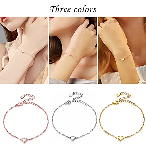 ChichSilver 925 Sterlig Silver Heart/Moon/Star/Bar/Lotus Bracelet For Women 16cm+5cm(Extended) Minimlaist Jewelry(with Gift Box) - Image 3