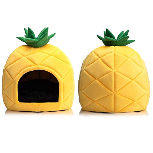 Hollypet Cozy Pet , Warm Cave Nest Sleeping Bed Pineapple Shape Puppy House For Cats And Small Dogs, Yellow #TOP2