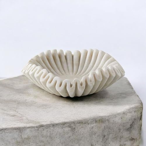 Varenthe HOME Natural Marble Urli Bowl | Handmade Decorative Marble Bowl for Home, Pooja & Festive Décor (7 INCH)
