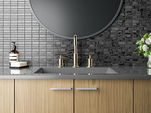 Kohler K-14406-3-2Mb Purist Bathroom Sink Faucet, Widespread Low Cross Handles And Low Gooseneck Spout, Vibrant Brush Moderne Brass #TOP2