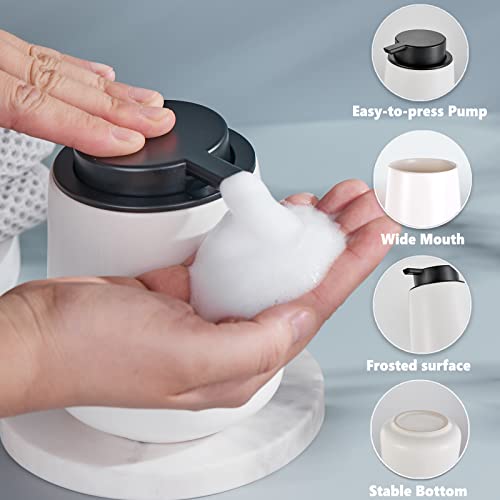 12Oz Foaming Hand Soap Dispenser - White Foam Soap Dispenser Bathroom With Easy-To-Press Pump, Modern Refillable Liquid Lotion Hand Soap Dispenser, Ceramic Dish Soap Dispenser For Kitchen #TOP2