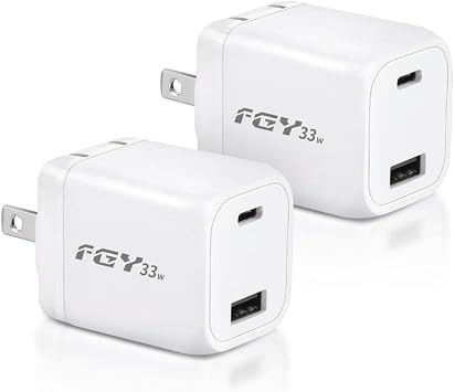 FGY USB C Wall Charger 2PCS 30W GaN II Fast Charging Phone Charger White | Samsung Fast Charger,Fast Charger,20V/1.5A Charge Speed,Fact Charger,Up to 60% in 1 Hour,Type C Phone Charger,30W GaN II