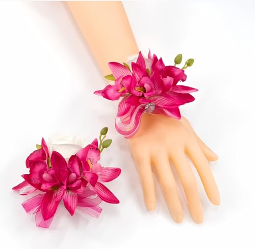 Abbie Home fuchsia orchid corsage set