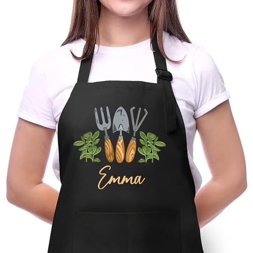 Custom Garden Apron for Men and Women with Custom Name, Personalized Gardening Aprons for Women- Customized Harvest Apron - Garden Apron with Pockets for Men - Personalized Gardening Gift for Mom