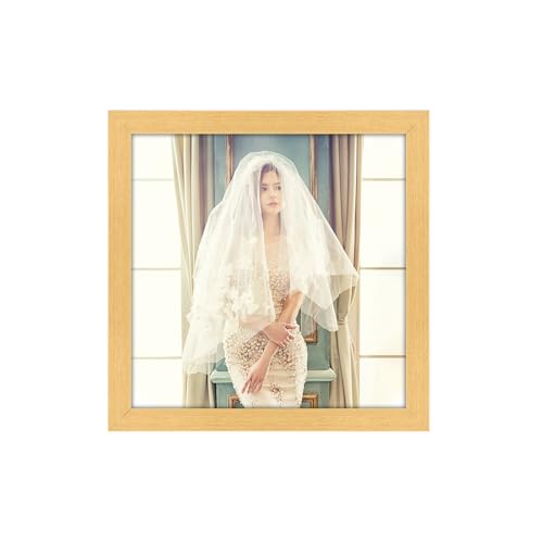 JDZIVTOP 6x6 Picture Frame Gold, Rustic Natural 6x6in Photo/Portrait/Poster/Art Frame, Wall Hanging/Tabletop, Horizontal/Vertical Display Gallery Family Wedding Memorial Pic Frame Gift