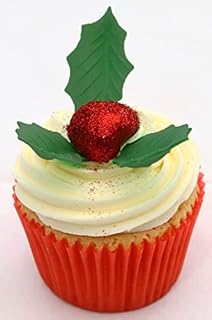 36 Edible Holly Leaves- Christmas Edible Cake Decorations