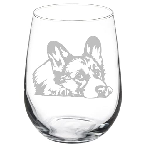 MIP Wine Glass Goblet Corgi Puppy (17 oz Stemless)