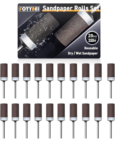 20Pcs 320 Grit Sanding Drums Sandpaper Sticks Set for Dremel Rotary Tool with 1/8" Shank, Rotary Tool Accessories Suitable for Metal Rust Removal/Jade Polishing/Stone Grinding (320 Grit)