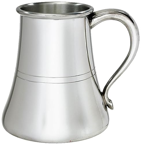 Image of Pewter Ships Tankard 1 Pint with Broad Base and Swan Handle Pure Heavy Gauge Beer Tankard Perfect for Engraved Personalised Gifts for Men and Women