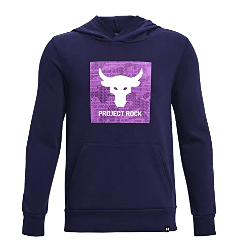 Under Armour Boys' Project Rock Charged Cotton Youth Hoodie (as1, alpha, m, regular, regular, Navy 410)