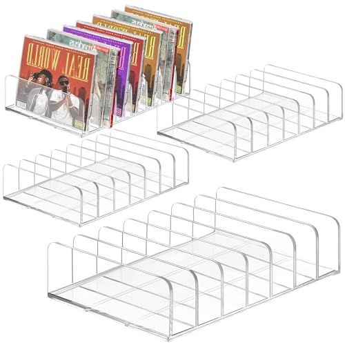 Niuny Lot de 4 étagères de rangement transparentes pour CD/DVD en acrylique - Support de présentation pour CD/DVD - Organisateur de CD - Plateau pour...