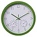 Produktbild Yavso Wanduhr Funk Funkuhr Lautlos Funkwanduhr mit Thermometer und Hygrometer, 30cm (Grün)