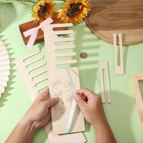 FREEBLOSS 2 Satz Bandmessbrett Holzkranzherstellungswerkzeug 2 Größen Holzschleifenmacher Für Haaranstecker DIY Bastel Und Partydekorationen