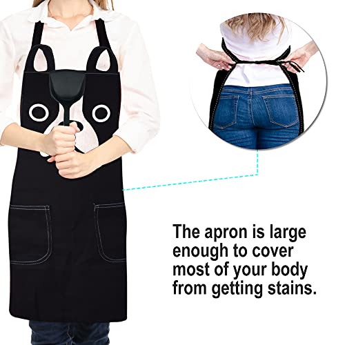 Kimchomerse Kitchen Apron With Cute Dog Pattern And 2 Front Pockets, Durable Denim Cloth Apron For Women And Men, Washable Apron Fits For Cooking Grilling Bbq Chef -Black #TOP4