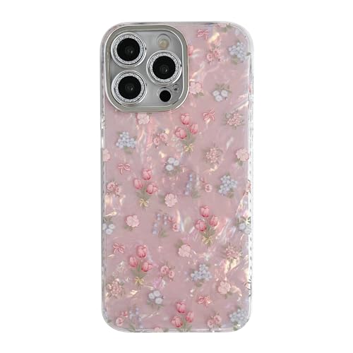 FLIRACON Cute Tulip Flowers Bow Shell Pattern Phone Case Compatible with iPhone...