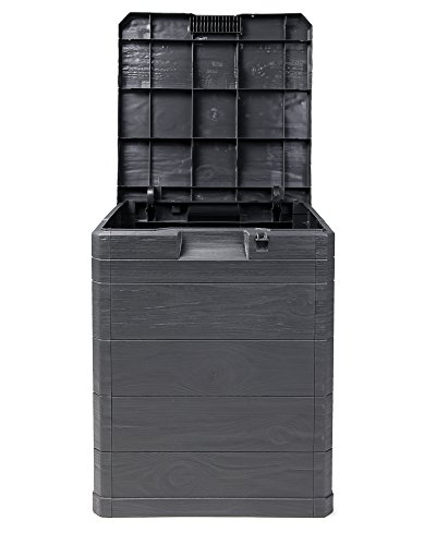 Ondis24 Aufbwahrungsbox Madera Mini Holz-Optik 90L abschließbar Truhe Kissenbox (Anthrazit)