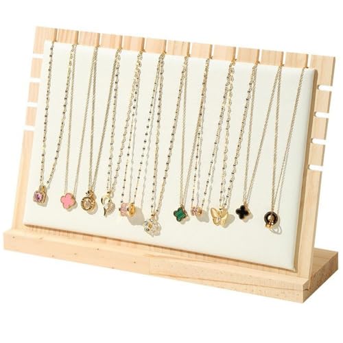 Wiywef Wooden Necklace Stand Fashion Jewelry Display Stand Flannel Necklace Holder Chain Jewelry Rack Display Boards Bracelet Pendant Holder