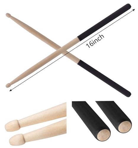 image for TUOREN Drum Sticks Set 1 Pair Classic Wood Drum Sticks 1 Pair Nylon Dr