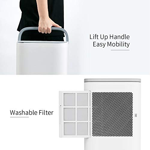 Afloia Dehumidifier for Medium/Large Rooms and Basements, Washable Filter & Continuous Drain Hose, Quiet & Efficient Intelligent Humidity Control