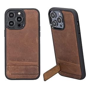Solo Pelle Leren Hoes voor iPhone 14 Pro Max, 6,7 Inch, Case, Backcover van Echt Leer Met Standaardfunctie Stanford Base (Vintage Bruin)