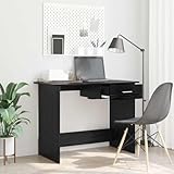Owoxanthellate Owox Büro-Schreibtisch Schwarz-Eiche 100×50×76 cm, Computertisch mit Schubladen, Holzwerkstoff, kompakt für Homeoffice Gaming