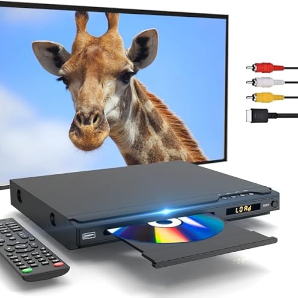 Odtwarzacz DVD do telewizora, odtwarzacz dysk 1080P HDMI z pilotem, Wejście USB i złącze HDMI/AV, domowy odtwarzacz DVD obsługujący NTSC/PAL