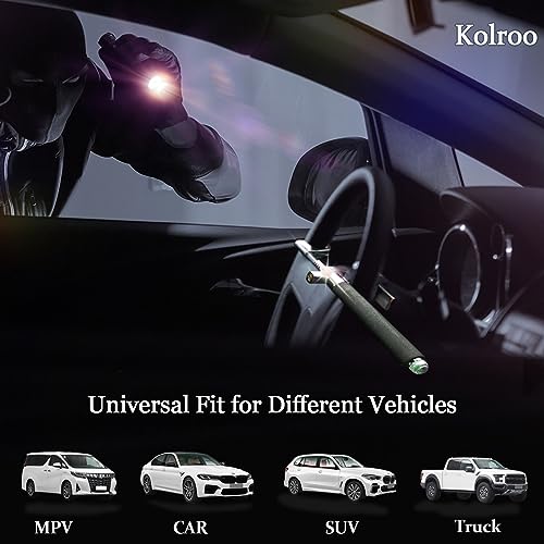 Kolroo Steering Wheel Lock, Retractable Stainless Anti Theft Car Device Universal Fits, Heavy Sturdy Car Steering Wheel Lock With Escape Hammer, Steering Wheel Lock For Car, Auto, Vans,Suv (Black)1 #TOP1