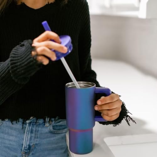 Image of Stainless Steel 1200 ml Vacuum Tumbler with Lid & Straw - Double‑Wall Insulated Cup for Travel, Gym & Office - Keeps Beverages Hot or Cold - 1.2 L Capacity (Blue ARORA)