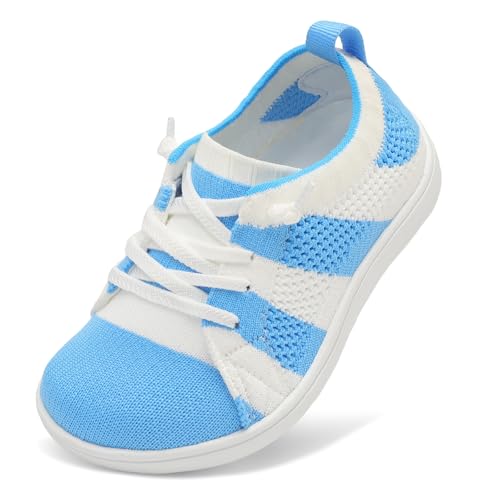 LeIsfIt Toddler Girls Boys Wide Shoes Kids Barefoot Sneakers Zero Drop Minimalist Sneakers Slip on Tennis Shoes BlueWhite 8 Toddler by LeIsfIt - Used condition - US$17.96