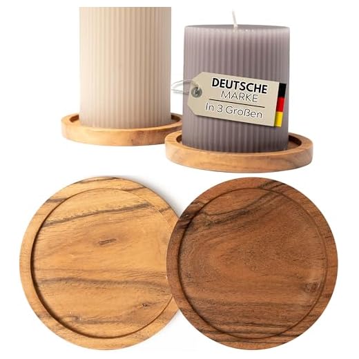Plogis Kerzenteller - 2er Set Akazie Untersetzer für Kerzen bis 10 cm Durchmesser/Kerzenuntersetzer Holz Rund für Stumpenkerzen Taufkerzen Unterteller Kerzen Teller/Kerzenhalter Holz 9cm 10cm