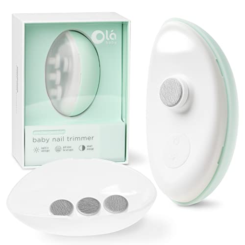 Image of Olababy Rechargeable Electric Baby Nail Trimmer | Newborn Nail Clipper | Electronic File for Babies | Infant/Toddler Nail Grooming Kit | Portable Manicure Essentials | LED Light Fingernail Cutter Set