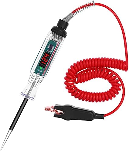 CG Upgraded Digital LCD Automotive Circuit Tester with Pure Copper Clip, 3-32V Test Light with 96 Inch Extended Spring Wire, Car Electrical System Tester with Sharp Stainless Probe