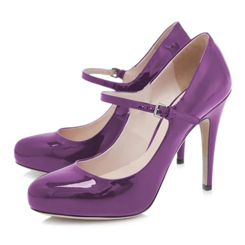 Tang'scuisins Women Closed Toe Buckled Mary Janes Strappy Stiletto High Heels Cute Themed Party Dress Pumps Size 4-16 US