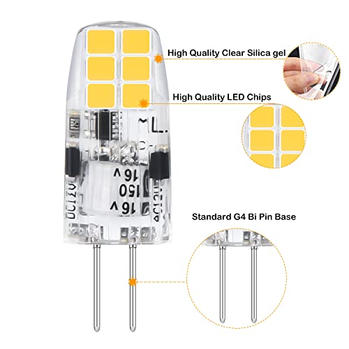 Hanbaak G4 Led Bulb, G4 Jc Bi Pin Base Bulb 20 Watts G4 Halogen Bulb Replacement, 12V G4 Light Bulb For Under Cabinet Light, Ceiling Lights, Landscape Lighting Daylight White 6000K 10Pcs #TOP3