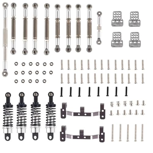 RC �J�[ �A�N�Z�T���[ For WPL 1/16 RC �N���[���[ �g���b�N �p�[�c �V���b�N�A�u�\�[�o�[ �_���p�[ DIY �����p�A�N�Z�T���[ �V�[�g�p�����t��(Silver)