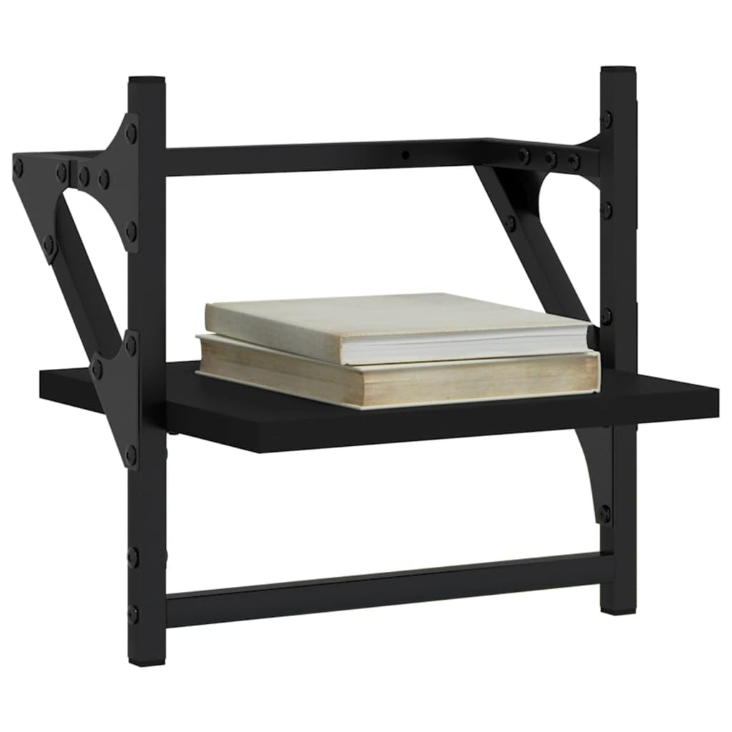Scaffalature, mensole da parete e sporgenze, mensole da parete con barre, 2 pezzi, nero, 30 x 25 x 30 cm