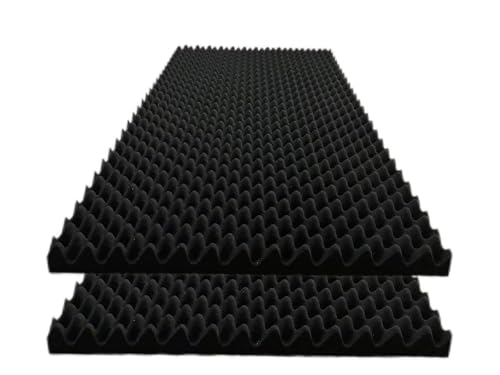 2 Pack Egg Crate Foam Sound Proof Foam Panels for Walls,48''X24''X2'' inch Acoustic Panels, high-Density Fireproof soundproof Wall Panels, Professional Acoustic Treatment (BlacK)