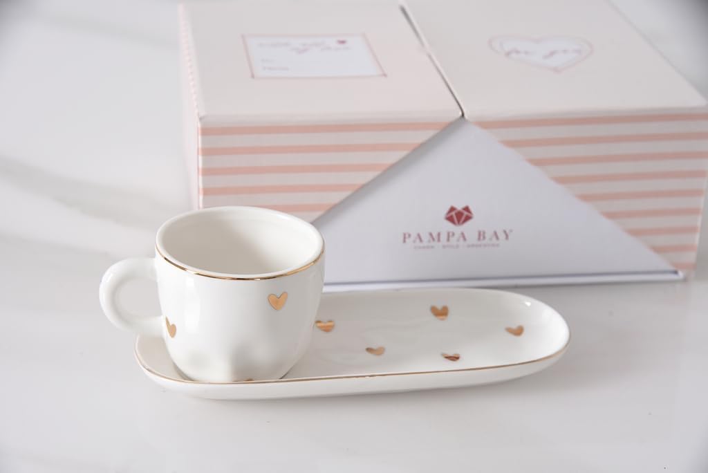 Pampa Bay Heart To Heart Set of 2 Espresso Cups & Saucers