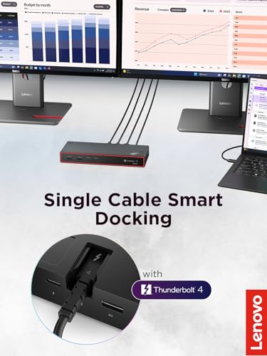 Image of Lenovo ThinkPad Thunderbolt 4 Smart Dock Gen 2 7500, Multiple Display Support, Integrated 1M Thunderbolt 4 Cable, Remote Hardware Management, 40Gbps Data Speed, 100W Power Delivery, Black
