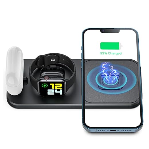 XICPU Portable and Foldable 3 in 1 Wireless Charging Station, Fast Wireless Charger Stand for Apple Watch iPhone AirPods Black