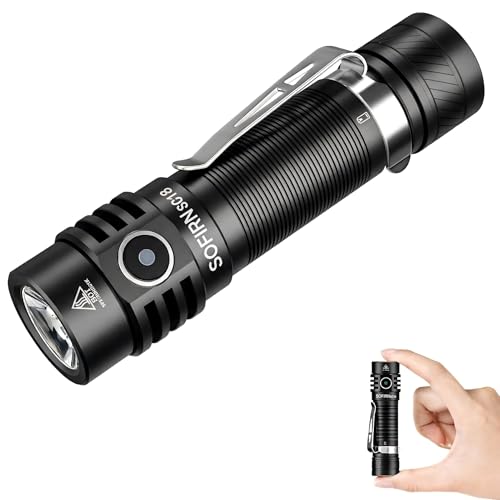sofirn SC18 Rechargeable Flashlight 1800 High Lumens Super Bright EDC Pocket Light with USB-C Charging IP68 Waterproof Handheld Flashlight for Camping Hiking Dog Walking & Emergency