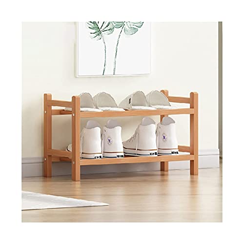 Étagère à chaussures empilable multicouche et meuble de rangement bambou - 2