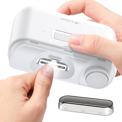 Electric Nail Clipper & Polisher, 2-in-1 Automatic Nail Trimmer for All Ages, 2-Speed Fingernail Clipper with LED Light, Rechargeable & Silent Designed Manicure Set for Baby Kids Seniors Weak Hands