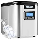 🍻【Fabricación rápida de hielo】Máquina para hacer con 3 tamaños de hielo a elegir: S/M/L, 6-8 minutos para hacer hielo, incluye una cuchara de hielo adicional.